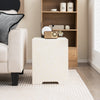 Terrazzo side table with a gas tank holder, featuring a protective cover, ideal for indoor and outdoor use.