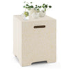 Terrazzo side table and gas tank holder with protective cover, ideal for outdoor use and elegant decor.