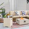 Side view of the 2-in-1 gas tank holder side table in premium terrazzo, perfect for outdoor elegance and convenience.