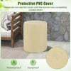 Propane tank cover table in beige with protective cover, featuring side handles for easy lifting and stylish design.