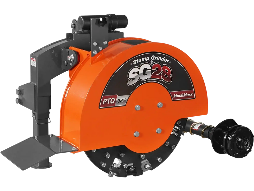 3-Point PTO Stump Grinder with 44 Carbide Teeth (PTO Shaft Included with Slip Clutch),  for 35-80HP Tractor,  SG28