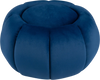 Blue pumpkin ottoman with hidden storage, soft velvet surface, and removable lid for versatile home decoration and seating.