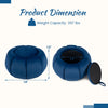 Pumpkin-shaped blue ottoman with hidden storage, removable lid, and anti-slip feet for versatile home use.