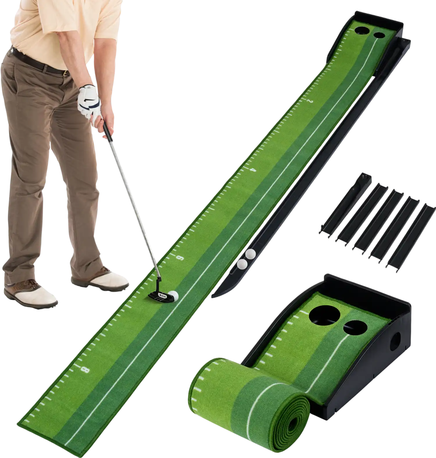 Costway Indoor Golf Putting Mat Auto Ball Return 61676045 New