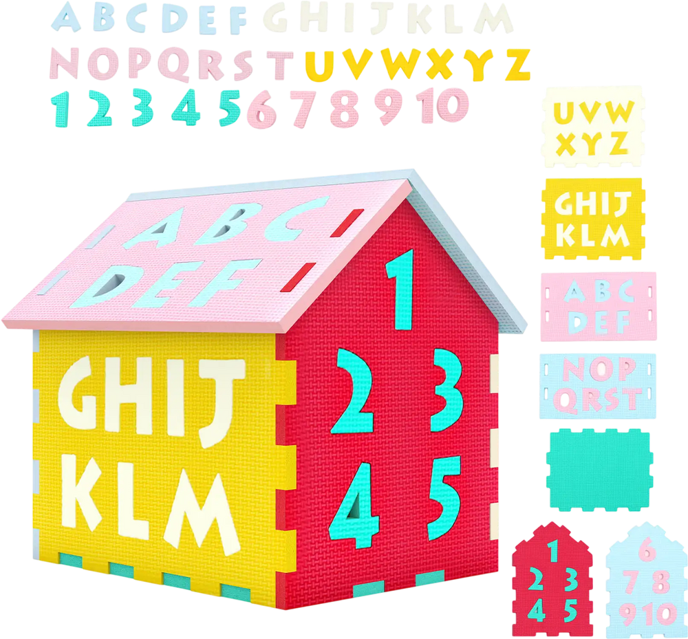 Puzzle Floor Mats with Interlocking Alphabet and Number for Kids
