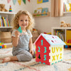 Colorful puzzle floor mats with interlocking letters and numbers, perfect for kids' playrooms and creative learning.