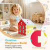 Colorful playhouse built with interlocking letters and numbers, enhancing creativity and coordination for kids aged 3+.