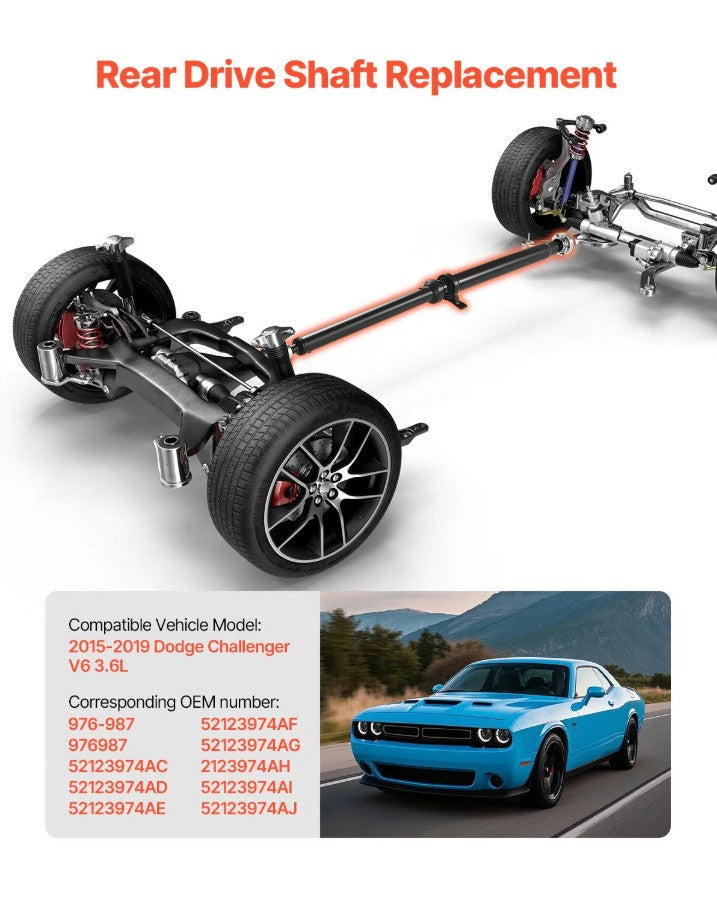 Vevor Rear Driveshaft for 2015–2019 Dodge Challenger V6 3.6L 71.7–73.2" New