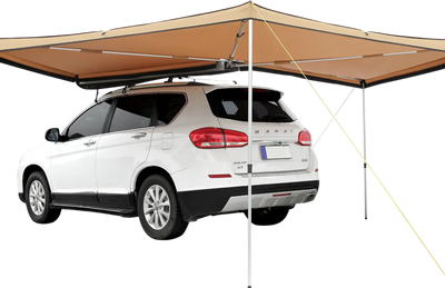 side tent for car VEVOR Vehicle Awning 270° Retractable Car Side Awning 8.2ft Height PU3000mm Waterproof Uv50 With Storage Bag for Truck Suv Van Camper