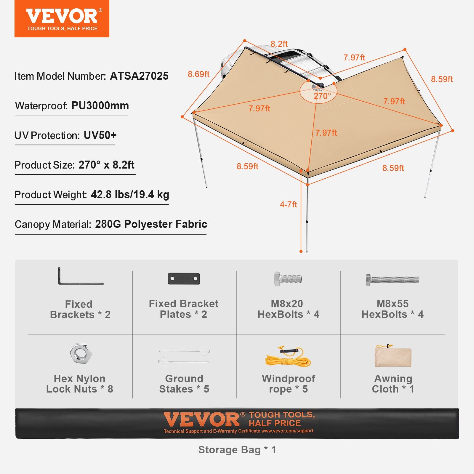 Vevor Vehicle Awning - Thumbnail 4