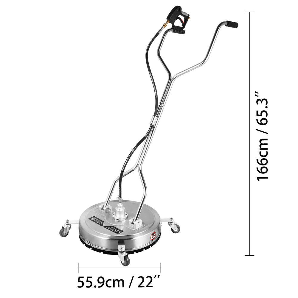 Vevor 22" Surface Cleaner 4000 PSI for Pressure Washer 3/8" Quick Connector Stainless Steel with 3 Nozzles New