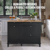 Vevor Kitchen Island Cart 47.2" Solid Rubberwood Top with Drop Leaf 4 Drawers and Trash Can Cabinet Black New