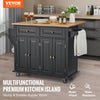 Vevor Kitchen Island Cart 35.4" Solid Rubberwood Top Mobile with Drop Leaf Spice Rack and 2 Drawers Black New