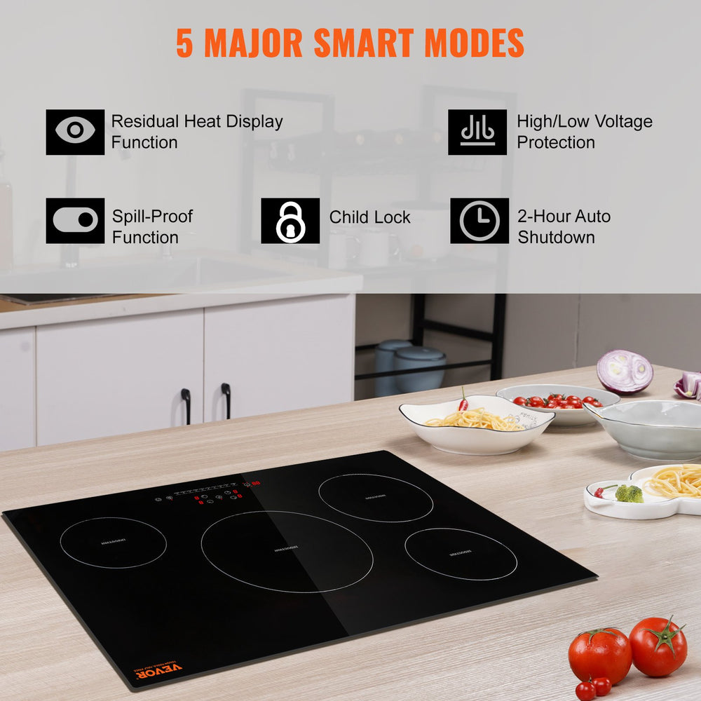 Vevor Electric Cooktop 30" 4 Burners 7500W Built-In Magnetic Induction Stove Top New