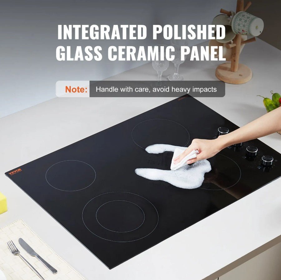 Vevor Built-In Electric Radiant Ceramic Cooktop 30" 4 Burners 7200W New