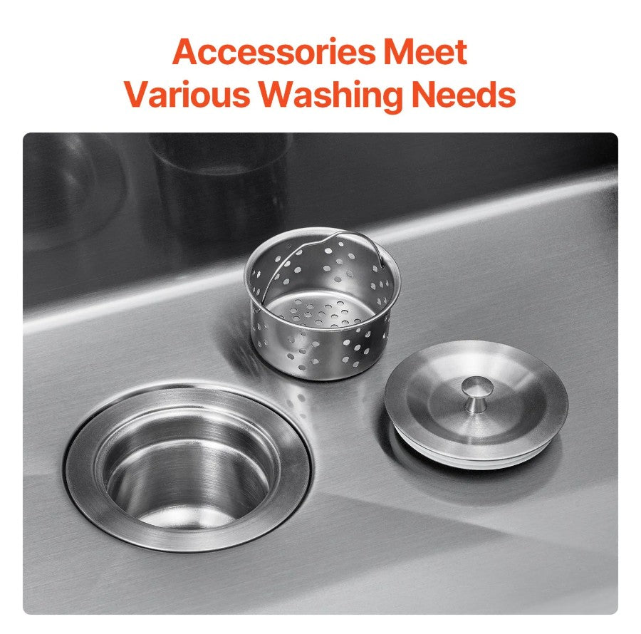 Vevor Drop-In Kitchen Sink 33" Stainless Steel Top-Mount Single Bowl Black New