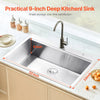 Vevor Kitchen Sink 33" Top Mount Single Bowl Stainless Steel with Accessories New