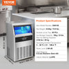 Vevor Commercial Ice Maker 100lbs/24H with 33lbs Storage Freestanding Auto Cleaning New