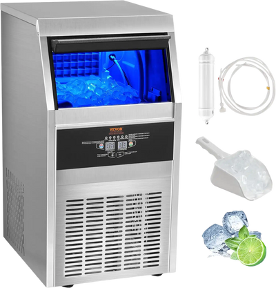 Vevor Commercial Ice Maker 90 Lbs/Day with 24 Lbs Storage Capacity LED Digital Display New