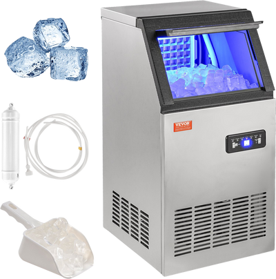 Vevor Commercial Ice Maker 80Lbs/24H with 27.5 Lbs Storage LED Digital Display Auto Cleaning New