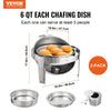 Vevor Roll Top Chafing Food Warmer 6 qt. Server with Lids 2 PC Set Stainless Steel New