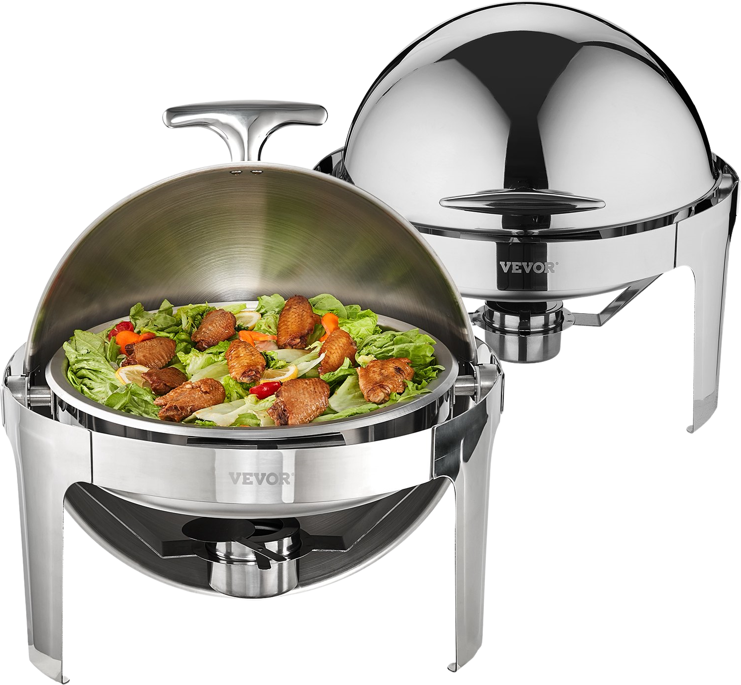 Vevor Roll Top Chafing Food Warmer 6 qt. Server with Lids 2 PC Set Stainless Steel New