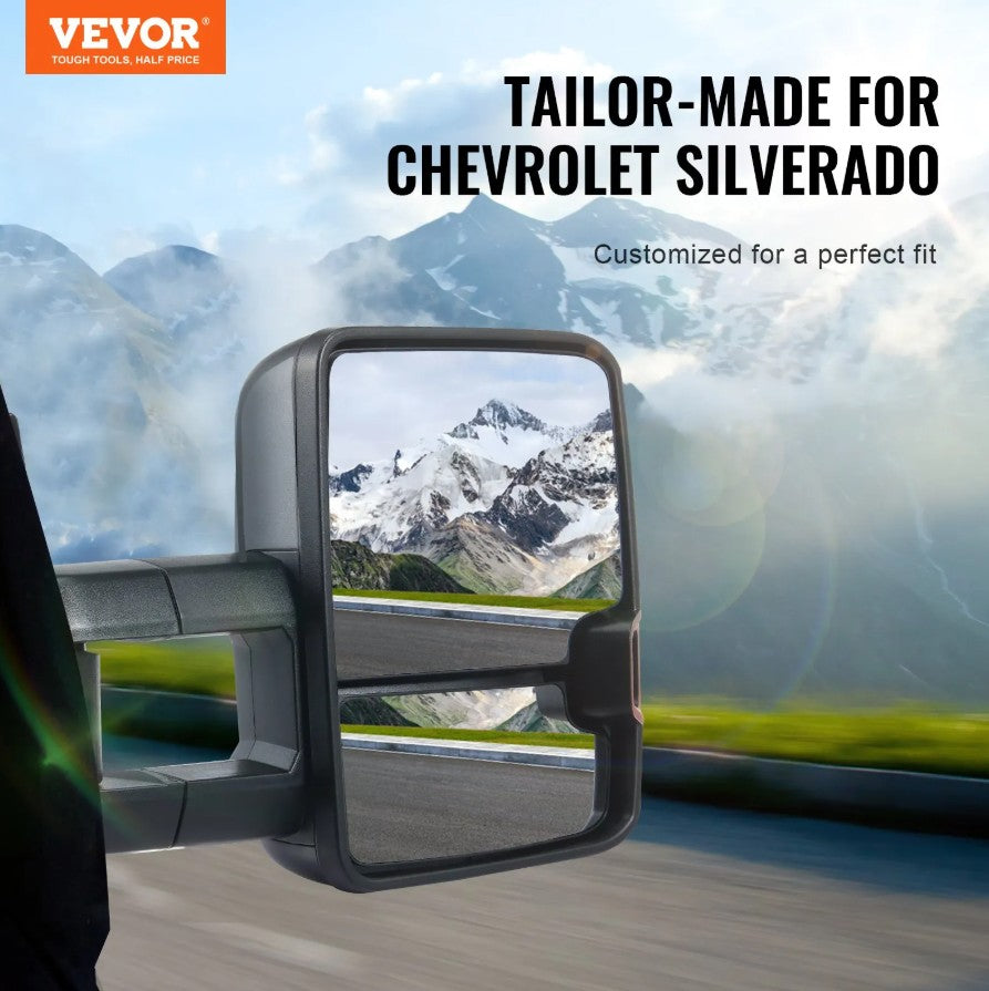 Vevor Towing Mirrors for Chevy/GMC 2014–2019 Heated Defrost with LED and Signal Lights New