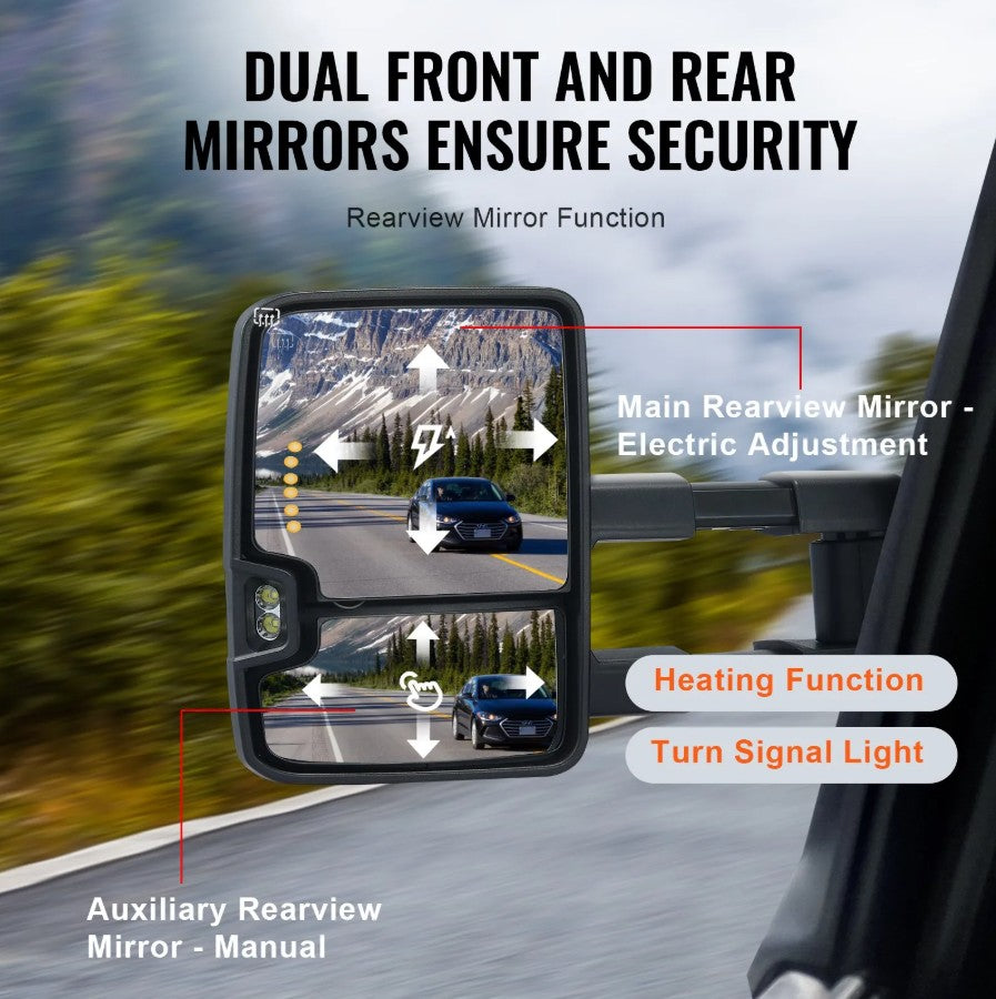 Vevor Power Heated Towing Mirrors with Signal and LED Lights for Chevy/GMC/Cadillac (2003–2007) New