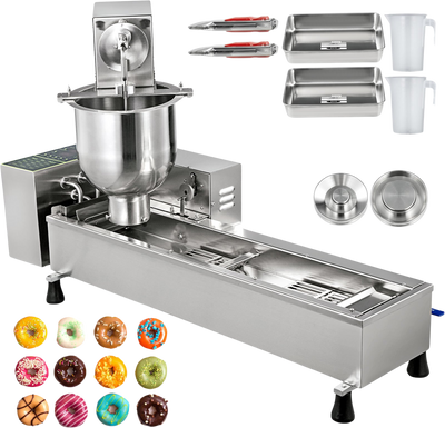 Vevor Automatic Donut Maker with 1.85 Gal Hopper Commercial Stainless Steel Single Row 3 Mold Sizes New
