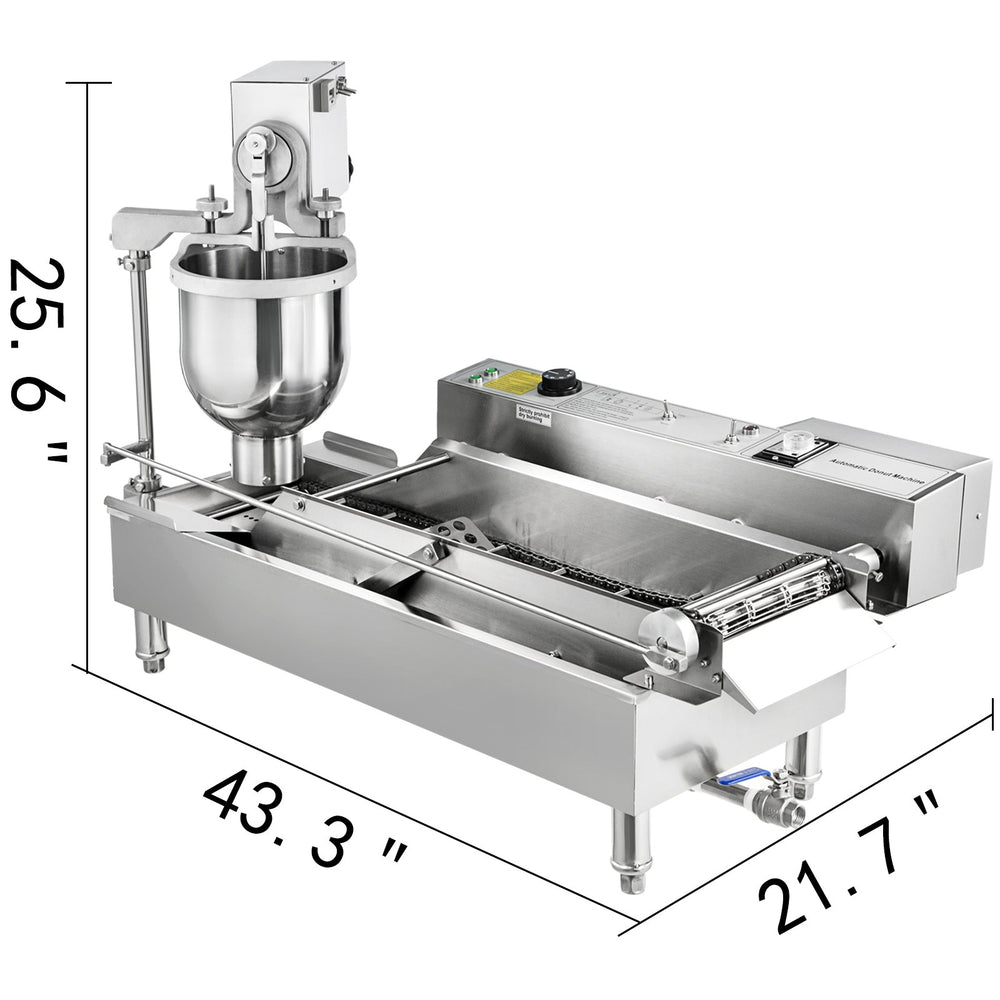 Vevor Automatic Donut Maker with 1.85 Gal Hopper 2 Rows Commercial Stainless Steel 3 Mold Sizes New