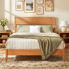 Queen Bed Frame with Headboard and Solid Wood Legs 12 Slats-Warm Brown - Gallery View 1 of 10