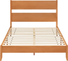 Queen bed frame in warm brown with a classic wooden headboard and 12 solid wood slats for reliable mattress support.
