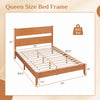 Queen size bed frame in warm brown with solid wood legs, 12 slats, and a classic headboard for stylish support.