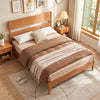 Queen bed frame in warm brown with solid wood legs, classic headboard, and 12 slats for reliable mattress support.