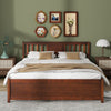 Wooden Platform Bed with Headboard and Slat Support-Queen Size - Gallery View 1 of 9