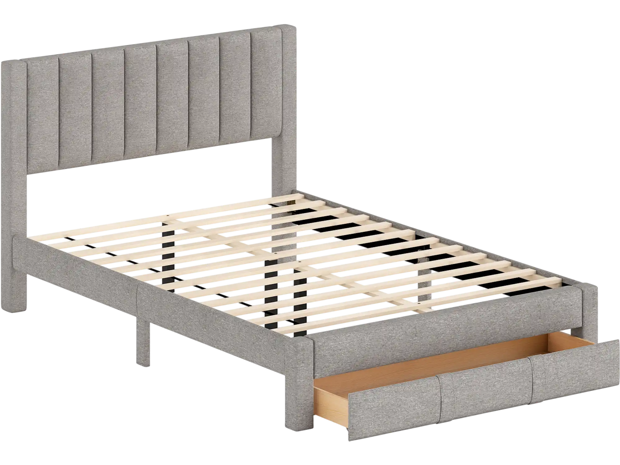 Costway Queen Bed Frame Storage Drawer Vertical Channel Headboard 37431432 New
