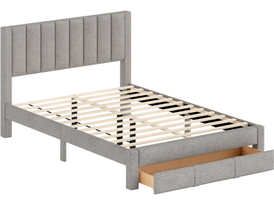 Costway Queen Bed Frame Storage Drawer Vertical Channel Headboard 37431432 New