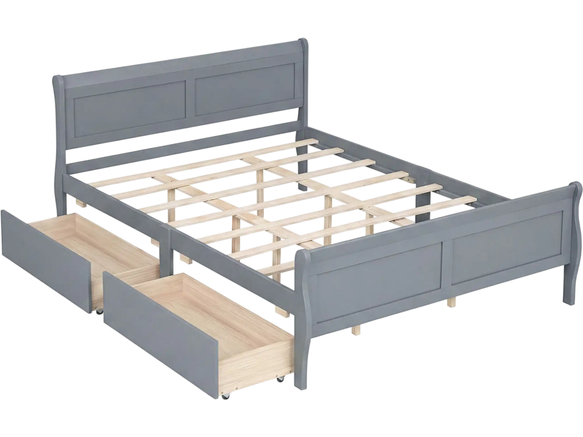 Costway Queen Bed Frame w/ 2 Storage Drawers & Footboard 57352218 New
