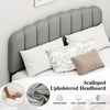 Queen size bed frame featuring an adjustable scalloped tufted headboard with skin-friendly upholstery for comfort.