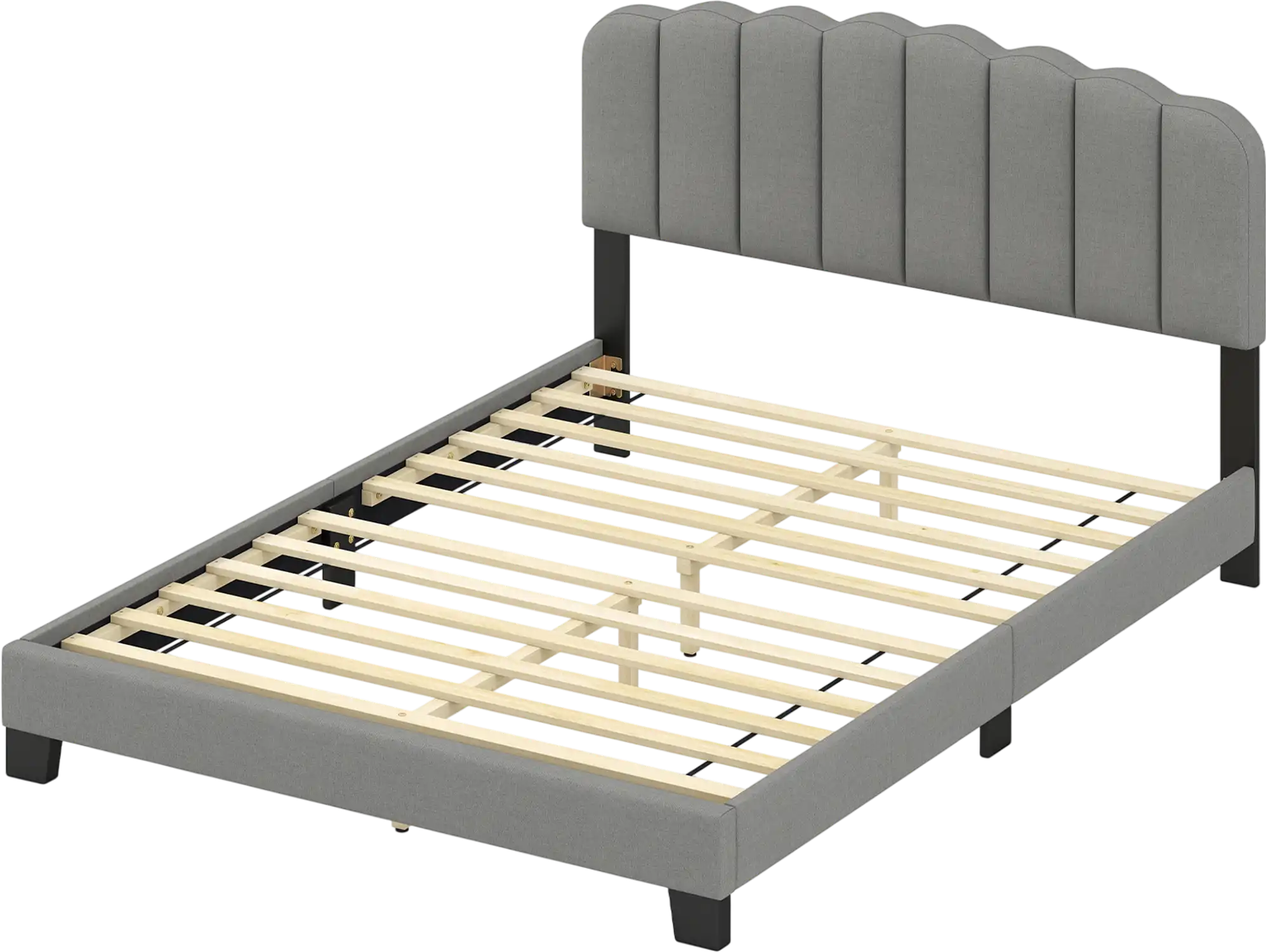 Costway Queen Bed Frame Adjustable Scalloped Tufted Headboard 176859243 New
