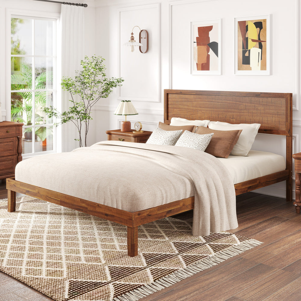 Twin/Full/Queen Size Bed Frame with Headboard and Wooden Slats Support-Queen Size - Gallery View 1 of 10