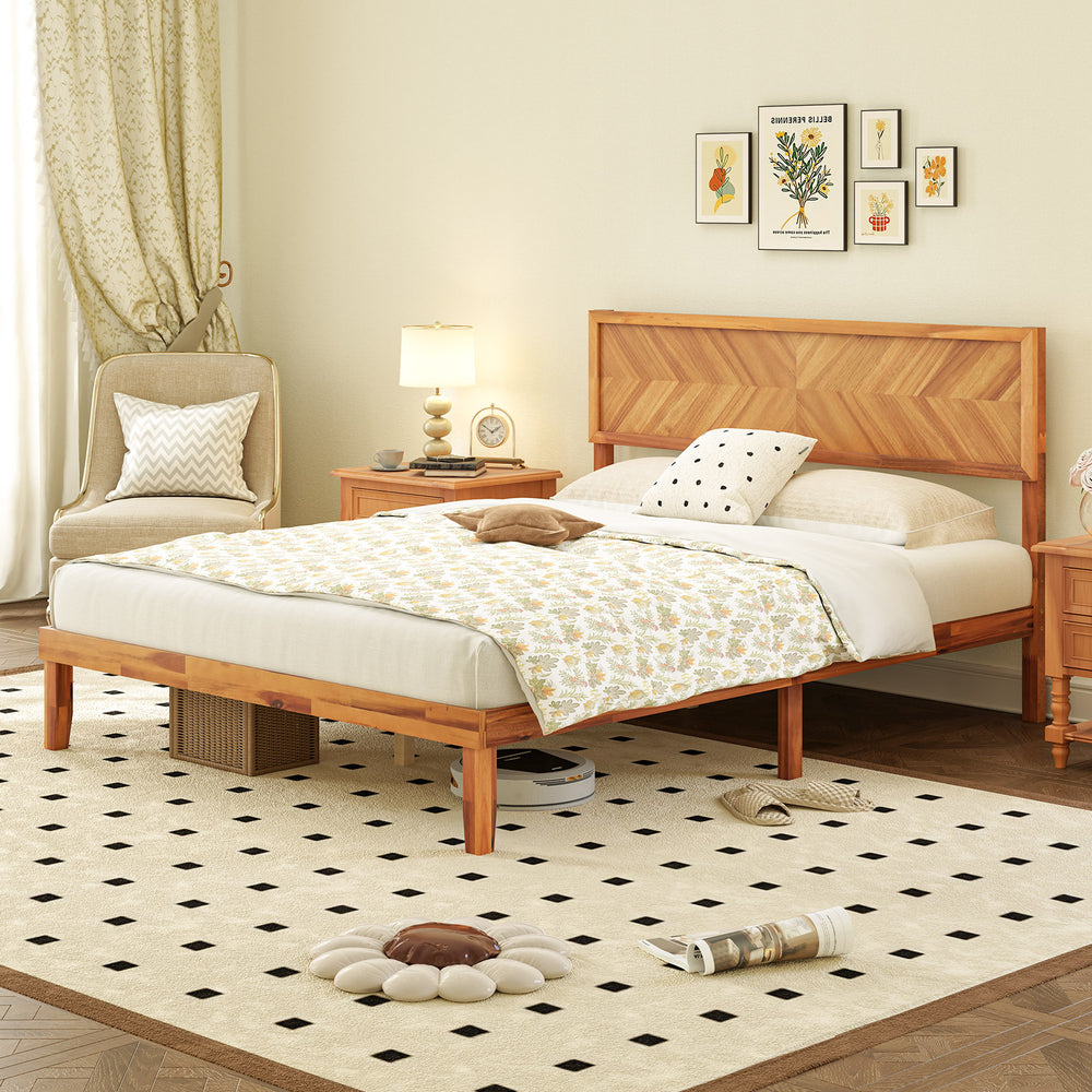 Twin/Full/Queen Size Bed Frame with Headboard and Storage Space-Queen Size - Gallery View 1 of 10