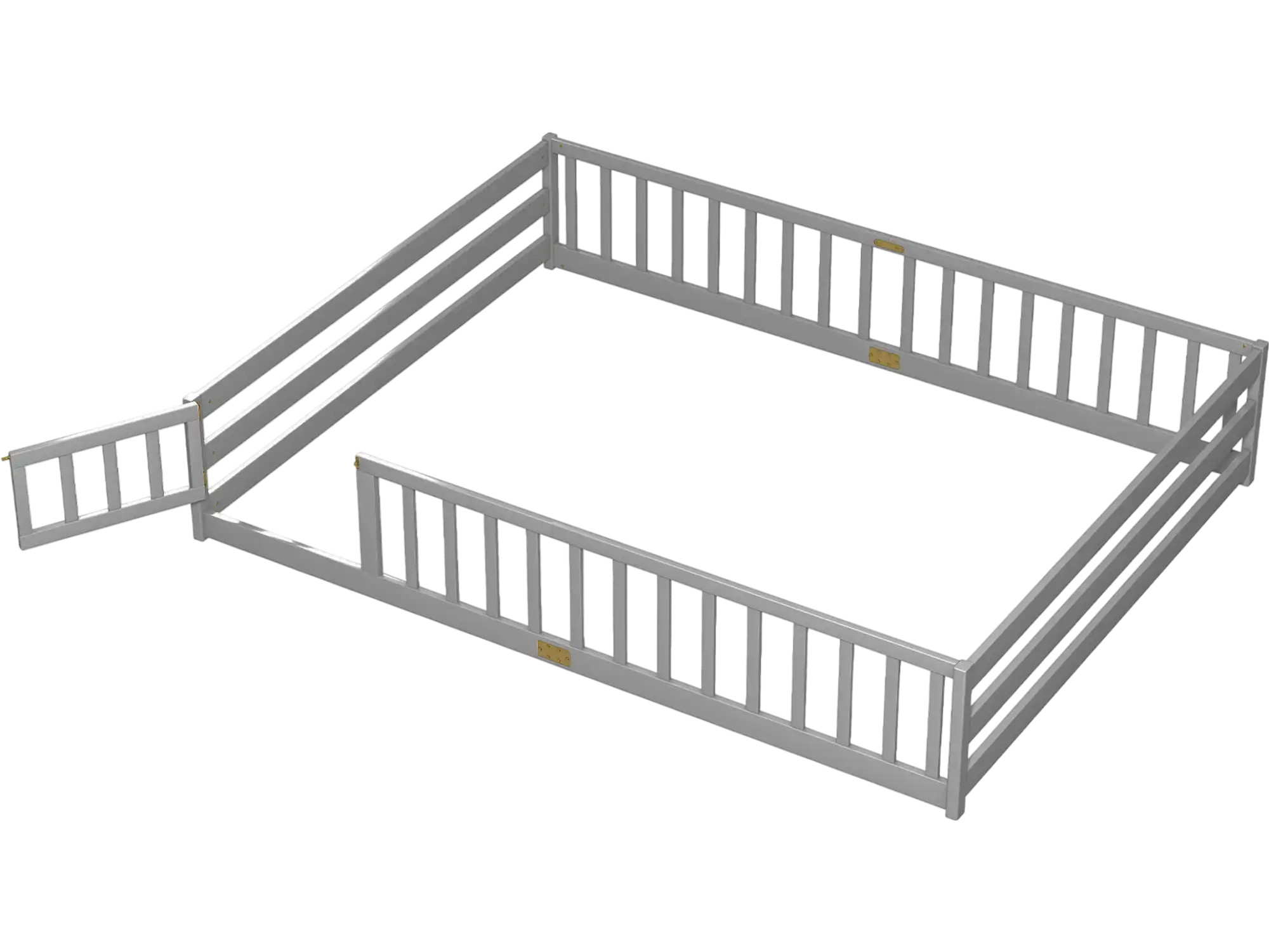 Costway Queen Kids Montessori Floor Bed Frame Safety Guardrails 35298455 New