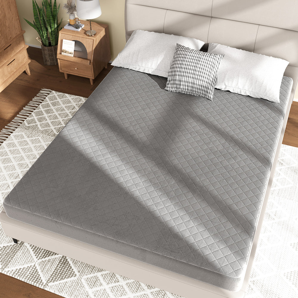 Queen size luxury super soft velvet mattress protector with square jacquard design for optimal comfort and durability.