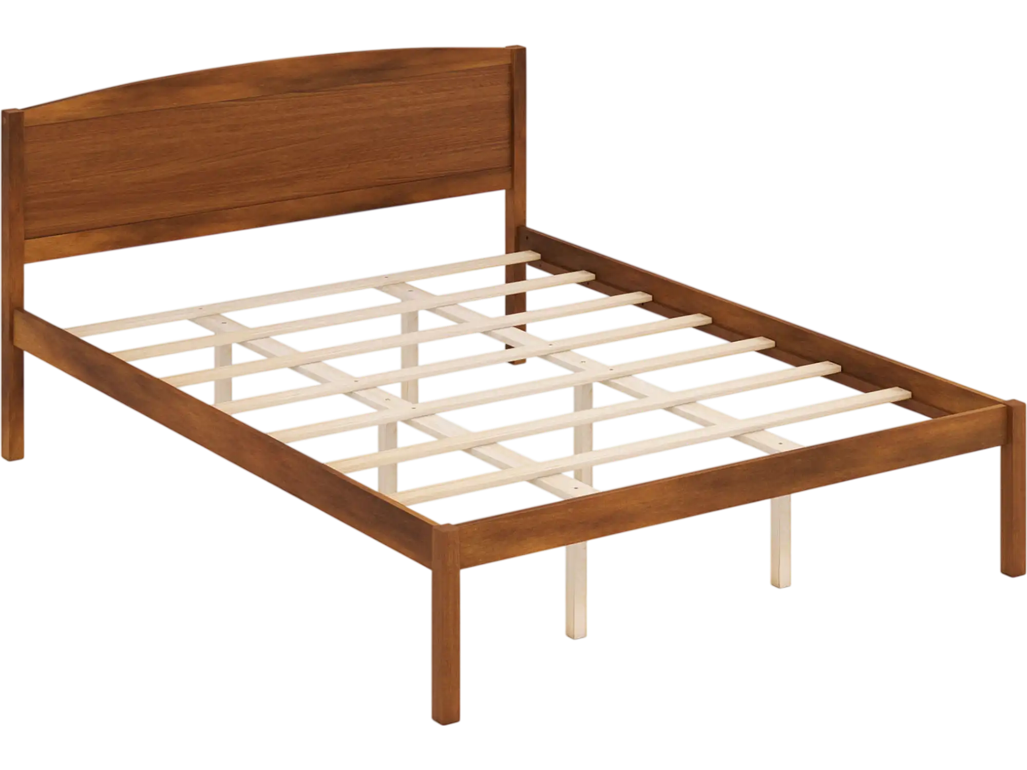 Costway Queen Wooden Platform Bed Frame Curved Headboard 58991578 New