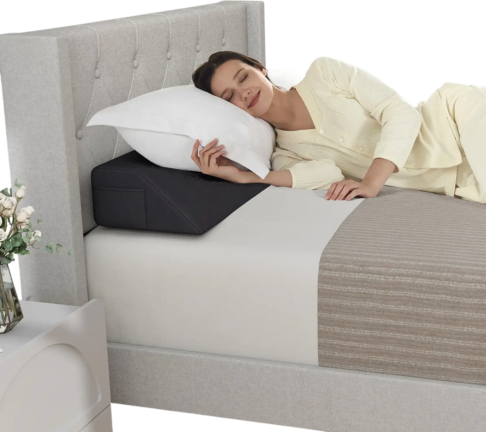 Costway Twin Bed Wedge Pillow with Storage Bag 85291364 New