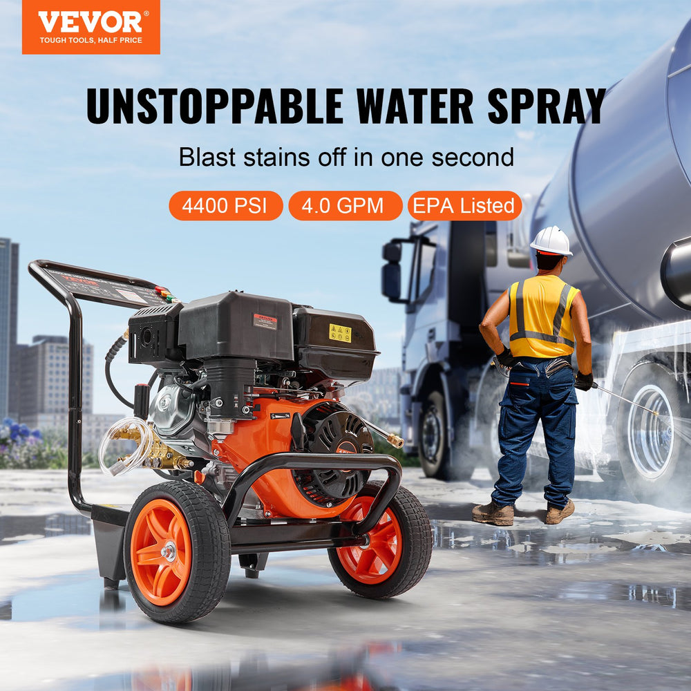 Vevor 4400 PSI Gas Pressure Washer 4.0 GPM with Copper Pump and 5 Quick Connect Nozzles New