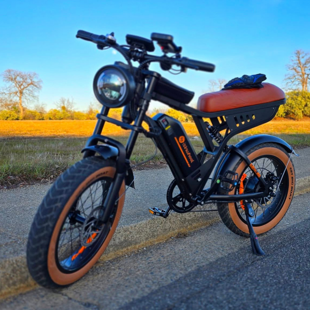 isinwheel R6 Off Road Retro Electric Bike - outdoor photo angle view
