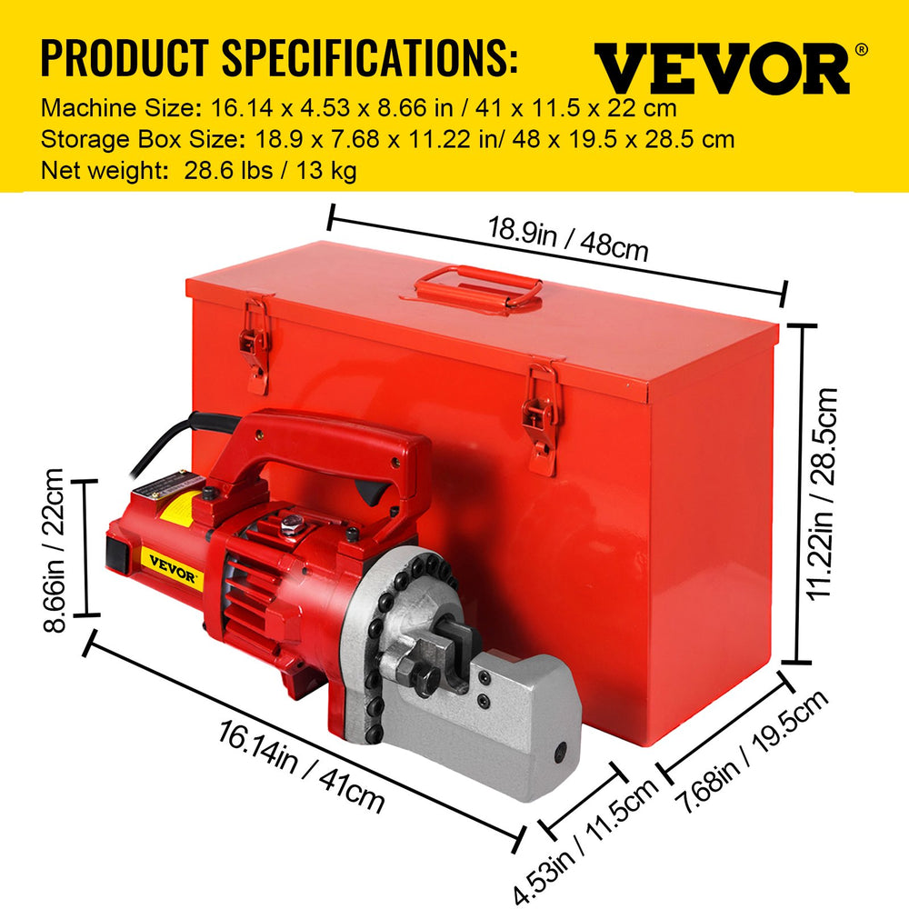 Vevor Rebar Cutter Hydraulic 3/4" in 3.5 Seconds Electric 1250W 110V New