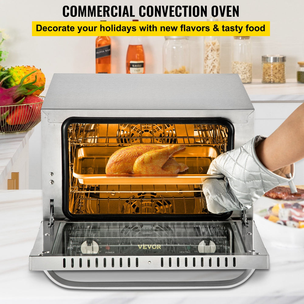 Vevor Commercial Convection Oven 0.74 Cu. Ft. 1440W Quarter-Size Oven 3-Tier 120V New
